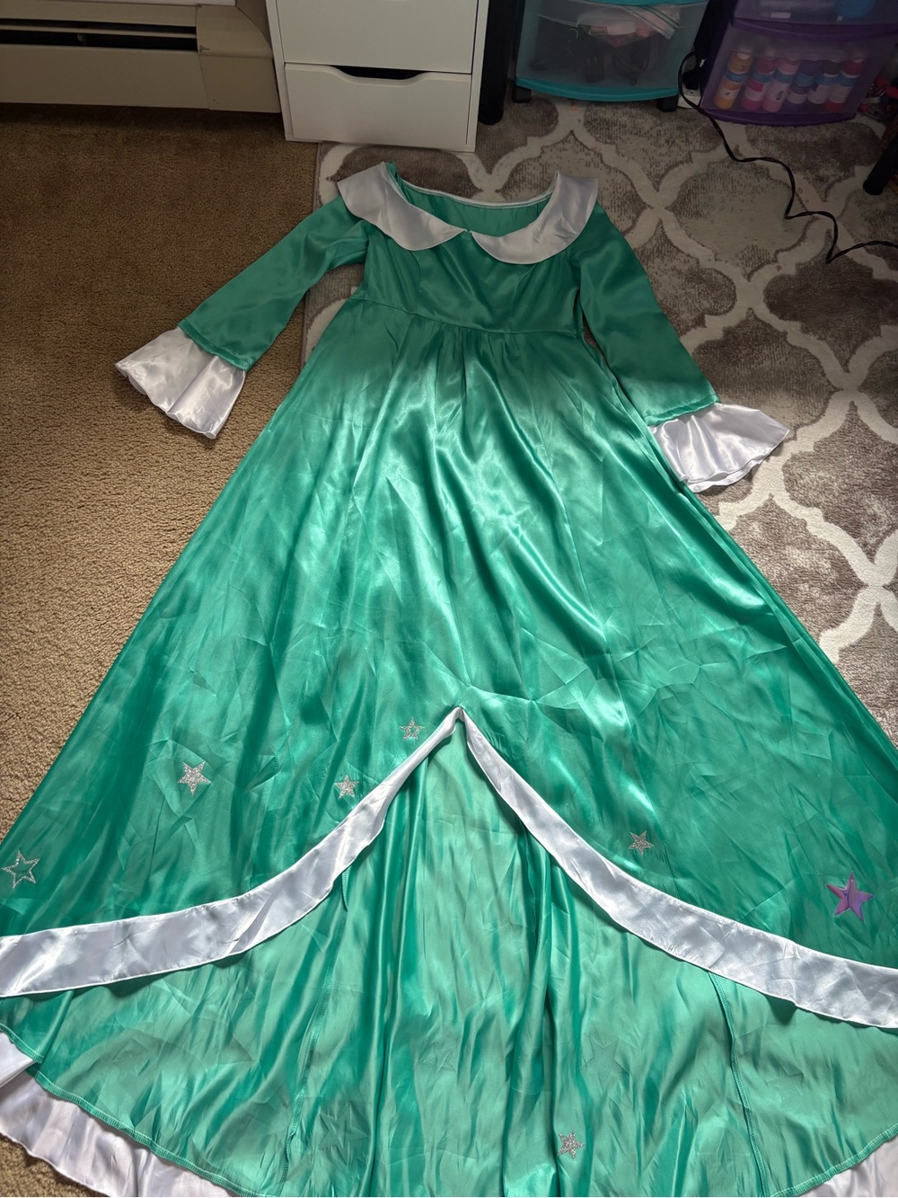 Rosalina Super Mario Bros Princess Satin Long-Sleeve Womans Costume Dress